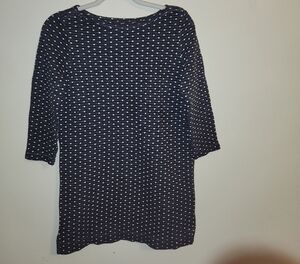 Lands' End Gray and White Long Sleeve Dress